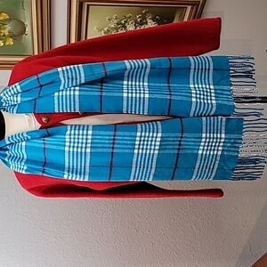 CASHMERE blue plaid scarf made in Germany